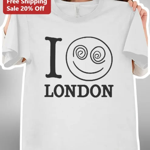 I London Retro Smiley Face Graphic Tee British Style Cotton Shirt