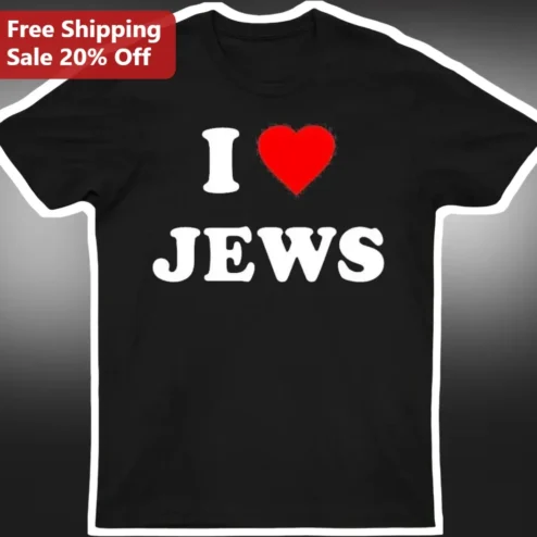 I Love Jews Heart Graphic Tee Support Jewish Friends Gift