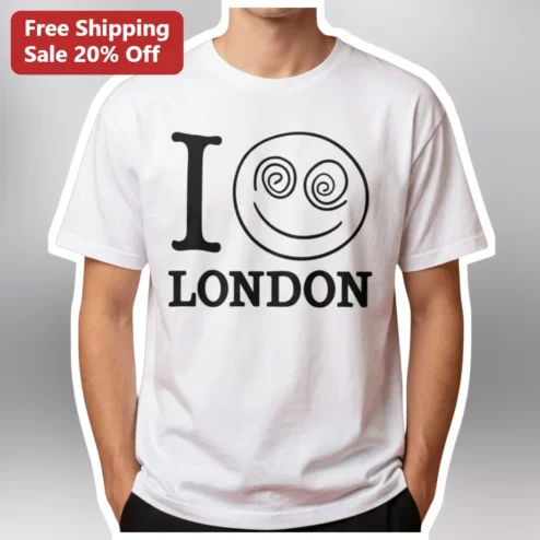 I Love London Smiley Face Graphic Tee I Heart London Souvenir Shirt for Men Women Travel Gift
