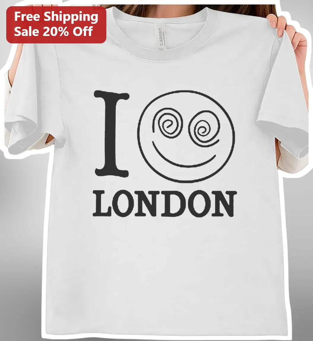 I Love London Tee Funny Smiley Face Graphic T-Shirt UK Travel Souvenir Gift