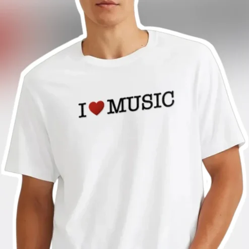 I Love Music Graphic Tee for Men Women Music Lovers Gift