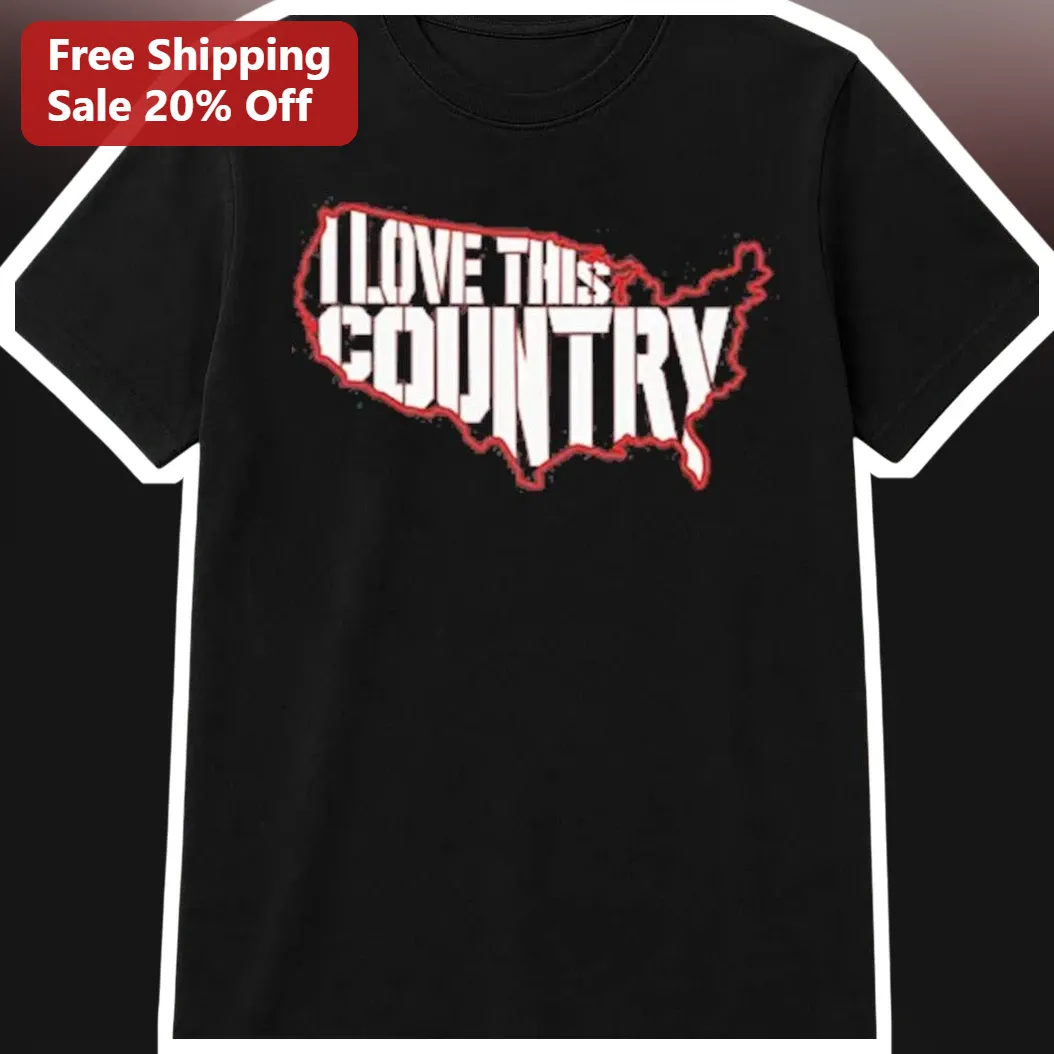 I Love This Country Graphic Tee Patriotic USA Map Distressed Vintage Style Gift for Men Women