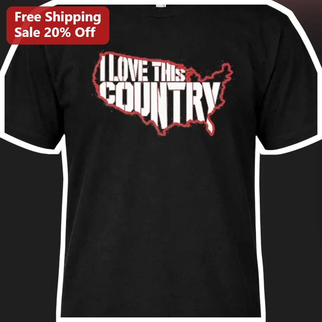 I Love This Country Patriotic Tee USA Map Distressed Graphic Shirt Gift for Men Women