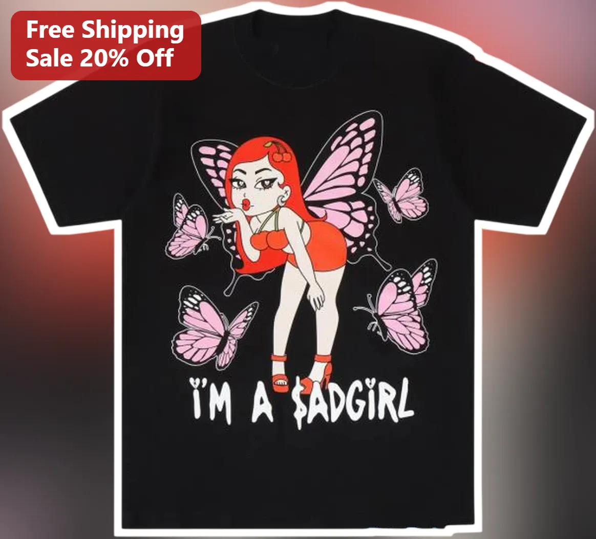 I'M A $ADGIRL Tee Sad Girl Aesthetic Y2K Fairycore Graphic T-Shirt for Women