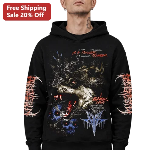 I'M A POPULAR MONSTER Break Down Hoodie Falling In Reverse Style Death Metal Graphic Sweatshirt
