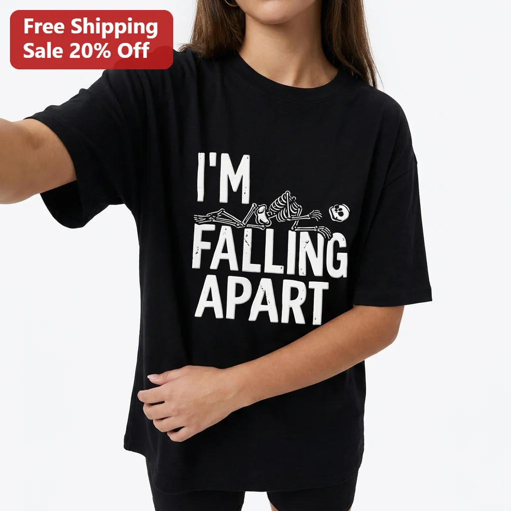 I'm Falling Apart Tee, Funny Skeleton Halloween Shirt, Spooky Season Humor Gift for Women Men