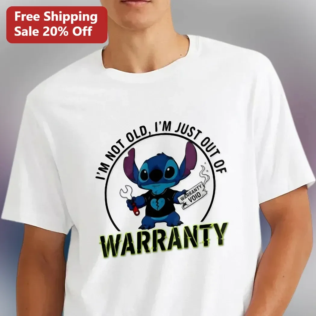 I'm Not Old I'm Just Out of Warranty Stitch Graphic Tee Funny Birthday Gift for Men Women