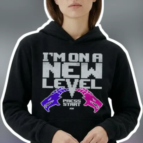 I'm On A New Level Press Start Pixel Art Hoodie Retro Gaming Gift