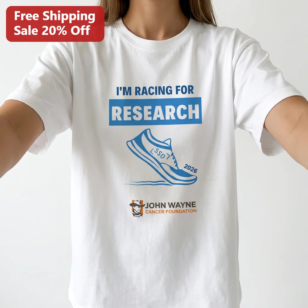 I'm Racing for Research John Wayne Cancer Foundation Tee, Personalized Charity Runner Gift Shirt