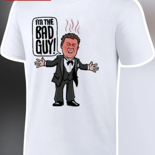 I'M THE BAD GUY! George Clooney Caricature Tee Funny Celebrity Graphic Shirt