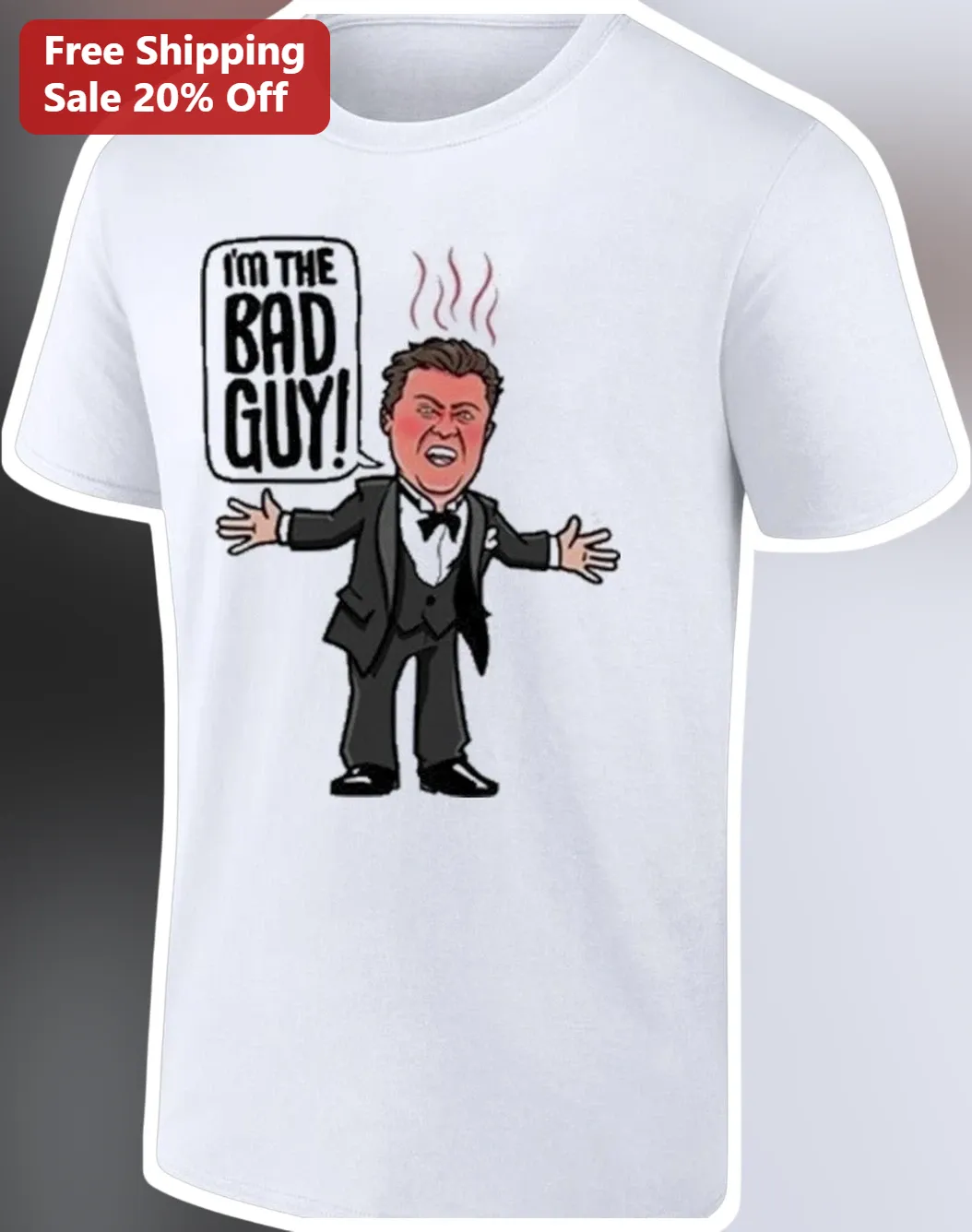I'M THE BAD GUY! George Clooney Caricature Tee Funny Celebrity Graphic Shirt