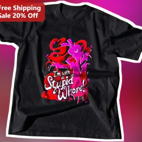I'm With A Stupid Whore! Graphic Tee Bachelorette Party Adult Humor Shirt