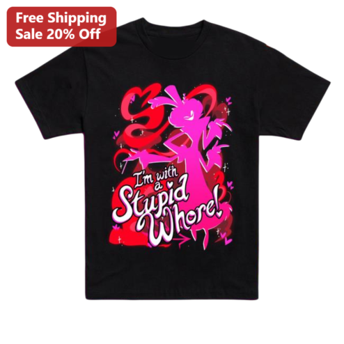 I'm With a Stupid Whore Valentino Hazbin Hotel Tee Funny Adult Animation Novelty Shirt