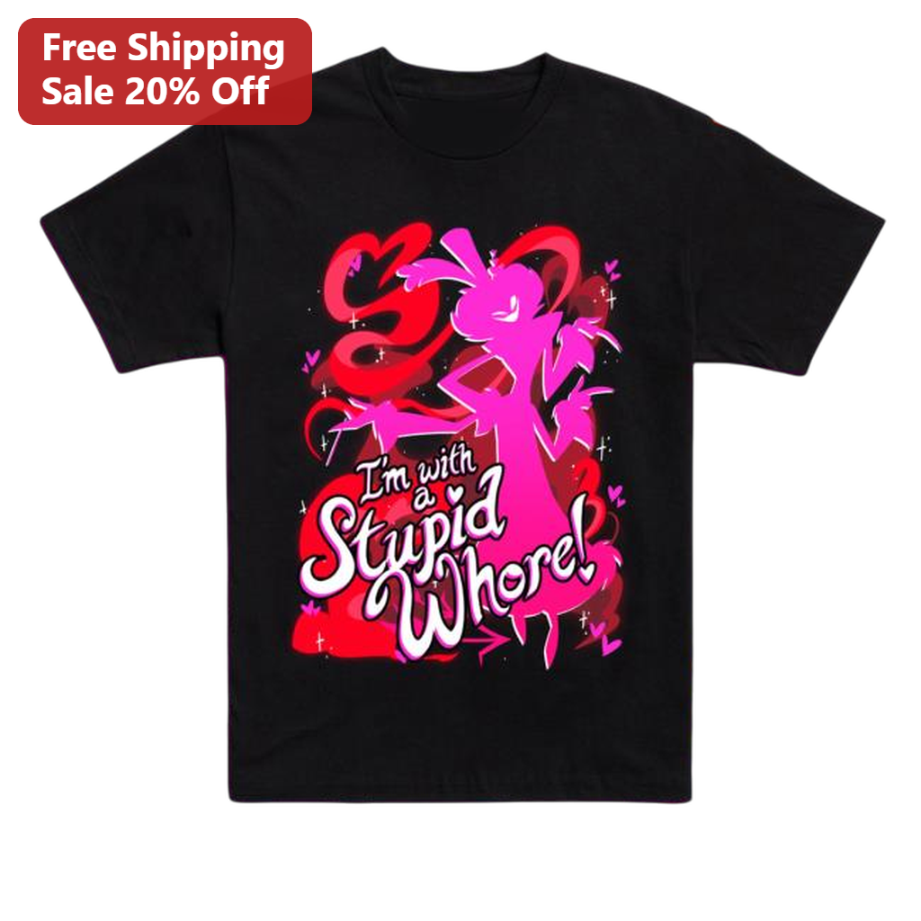 I'm With a Stupid Whore Valentino Hazbin Hotel Tee Funny Adult Animation Novelty Shirt