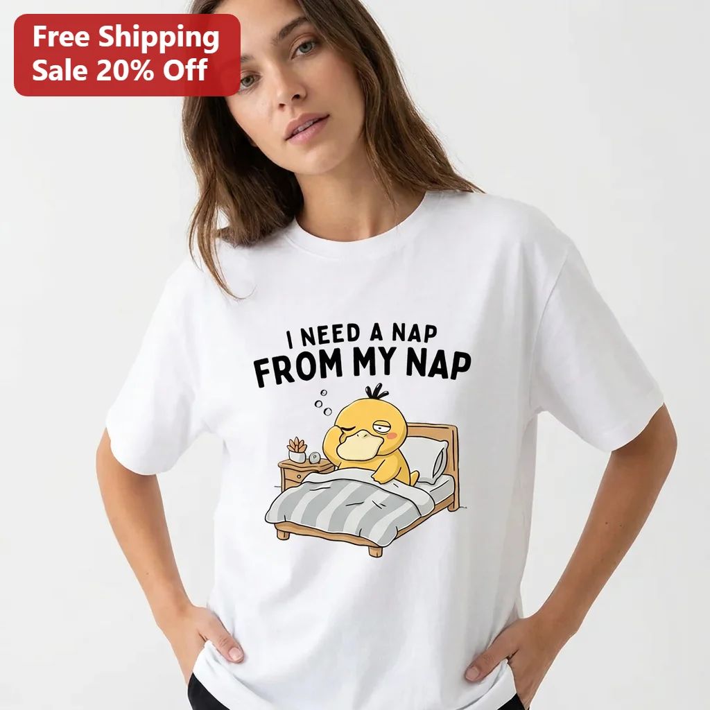 I Need a Nap From My Nap Psyduck Tee, Funny Sleeping Pokemon Shirt for Tired Workers, Cute Nap Lover Gift
