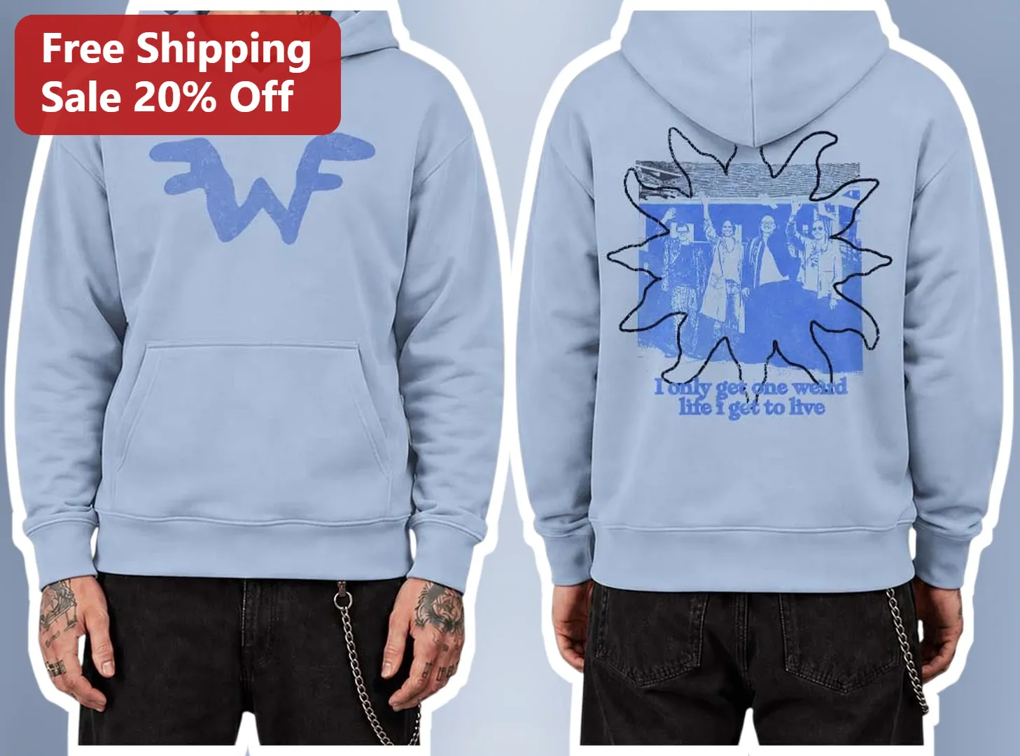 I Only Get One Weird Life I Get To Live Hoodie Weezer Blue Album Merch Alternative Rock Gift