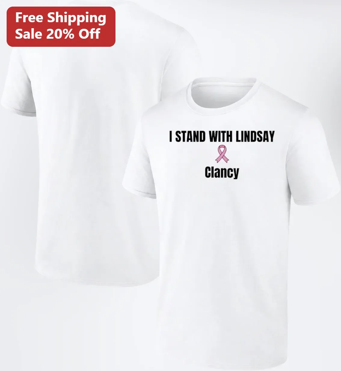 I Stand With Breast Cancer Awareness Pink Ribbon Personalized Name Tee