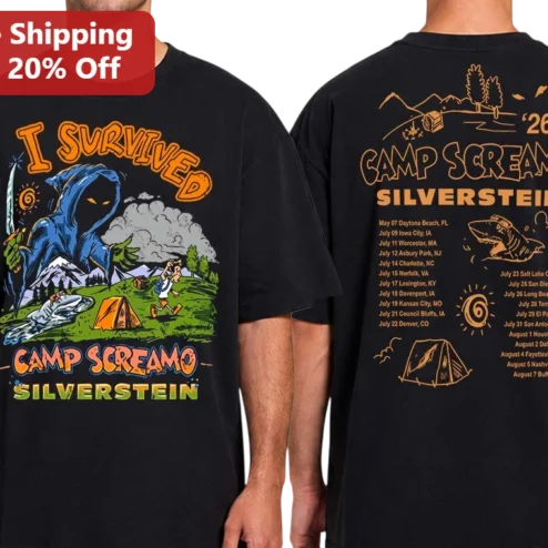 I Survived Camp Screamo Tee Silverstein Band Tour Graphic Shirt