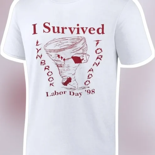 I Survived Lynbrook Tornado Labor Day '98 Tee Vintage Commemorative Graphic Shirt for Men Women