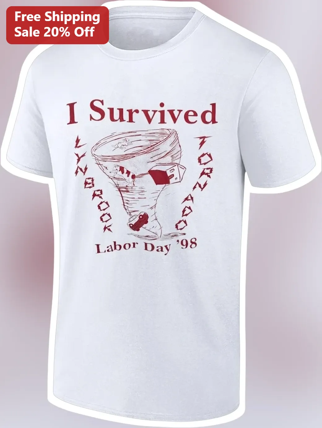 I Survived Lynbrook Tornado Labor Day '98 Tee Vintage Commemorative Graphic Shirt for Men Women