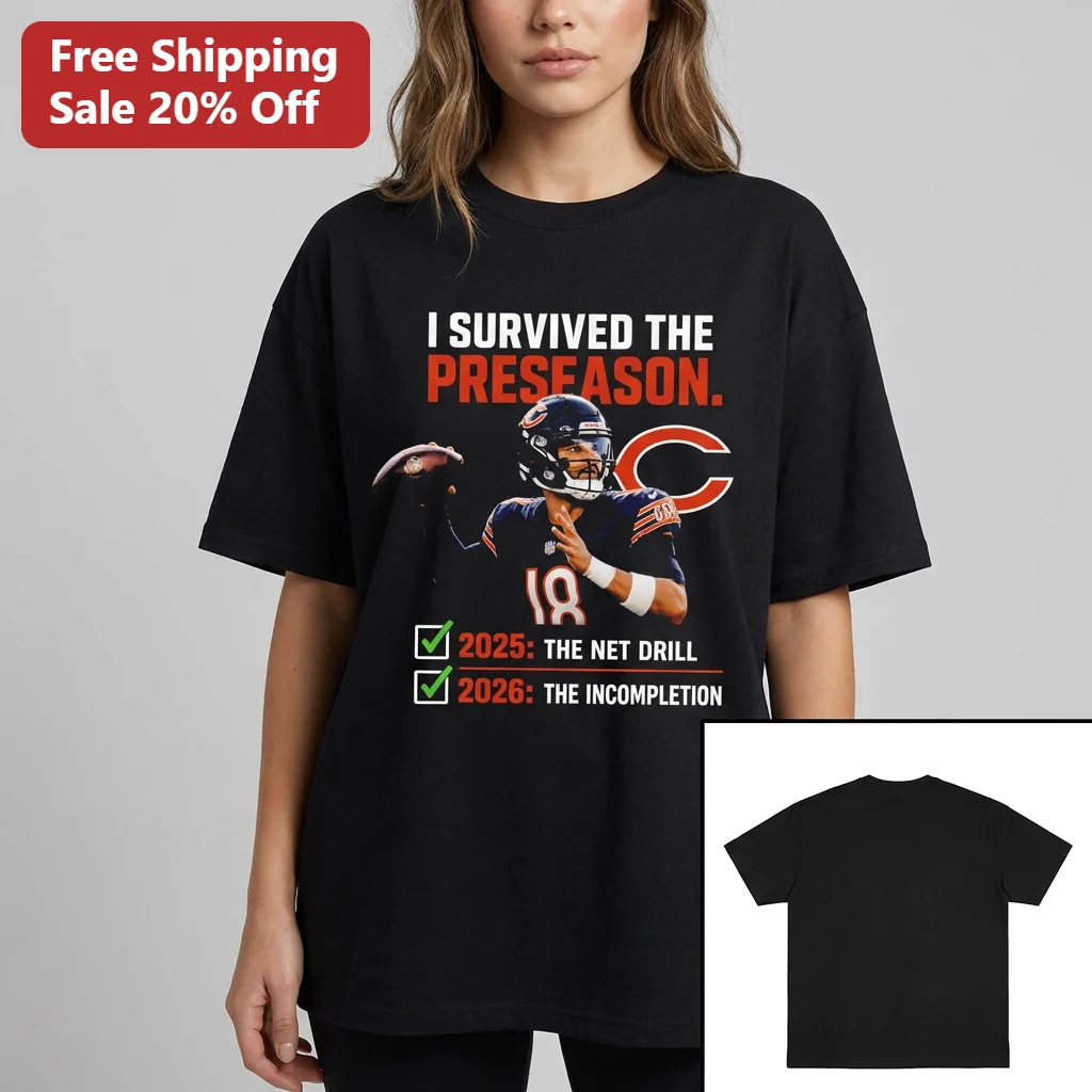 I Survived the Preseason Tee Caleb Williams Chicago Bears Funny NFL Football Fan Gift Shirt