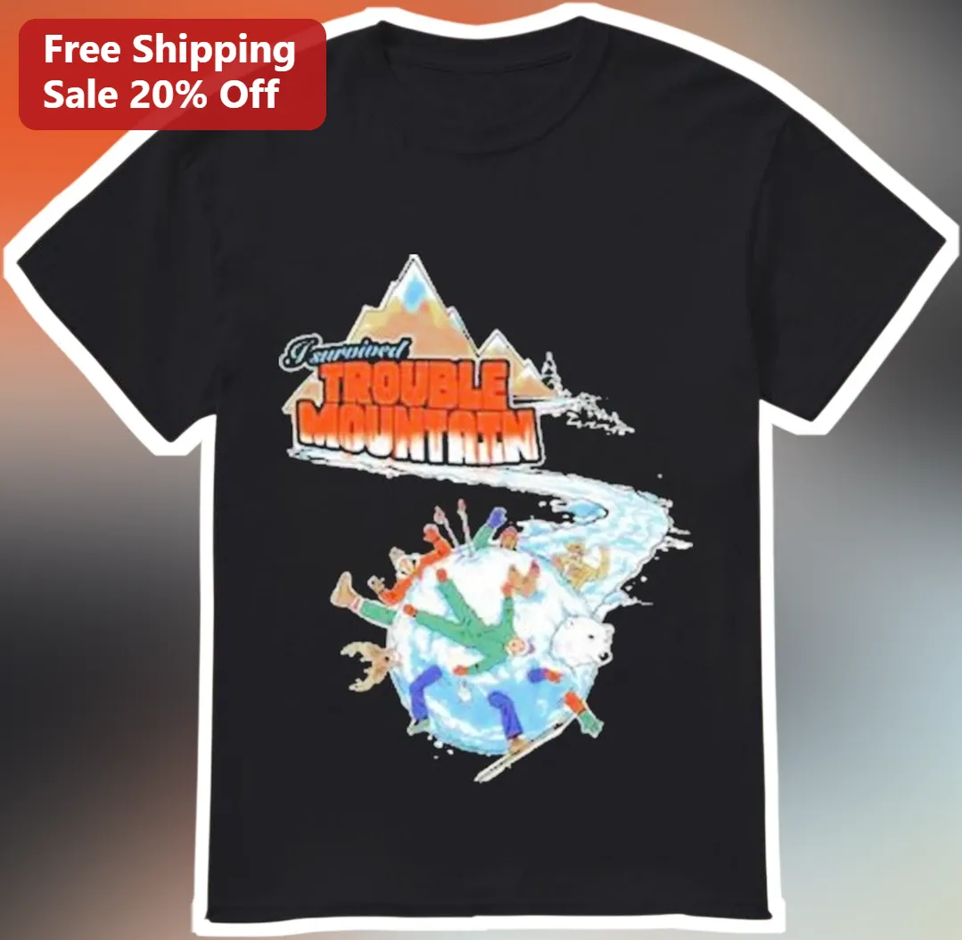 I Survived Trouble Mountain Tee Black Graphic Shirt