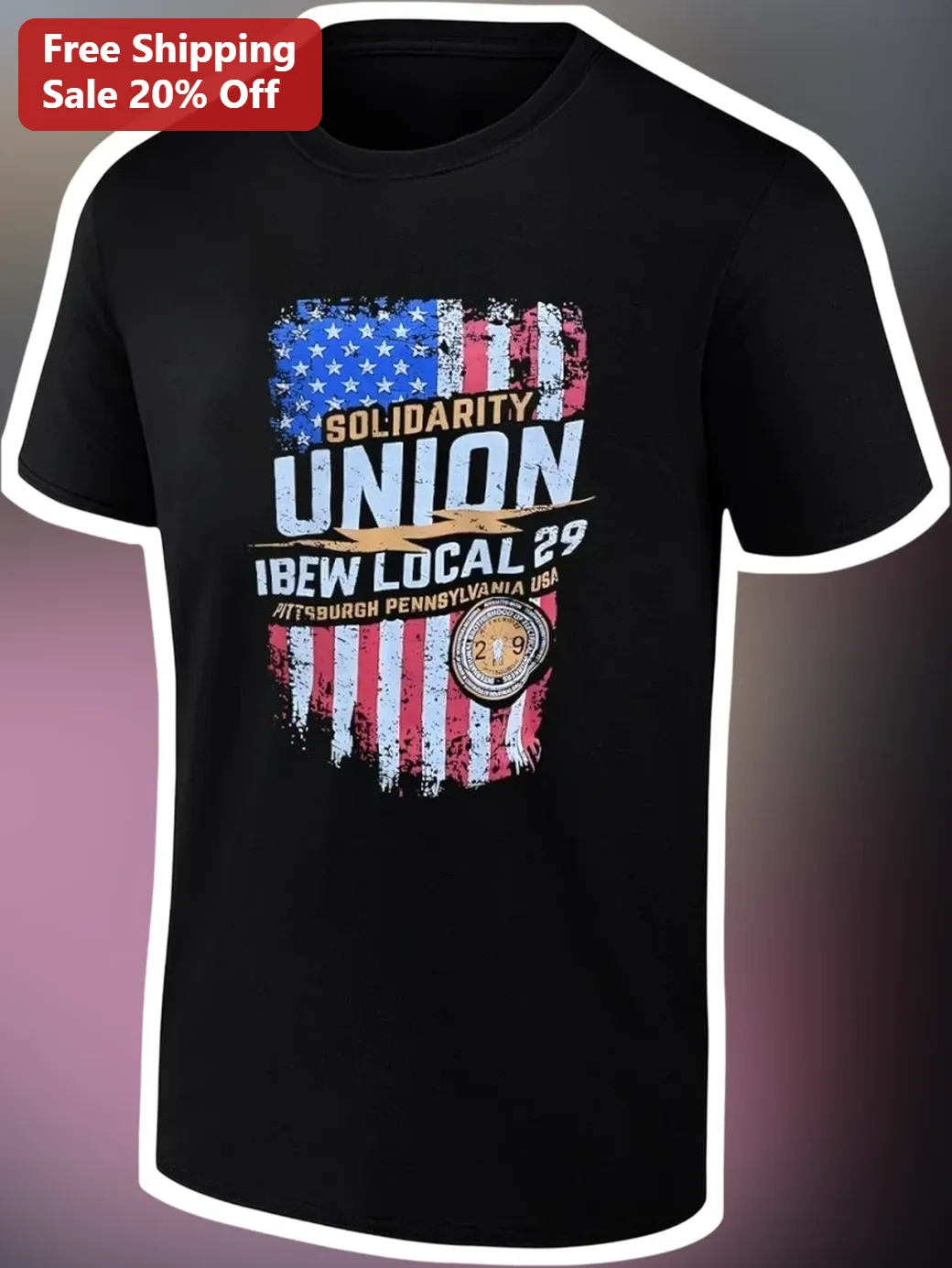 IBEW Local 29 Solidarity Union Tee Distressed PA Flag Electrician Gift
