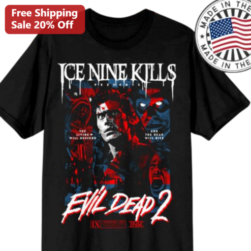 Ice Nine Kills Evil Dead 2 Dead Will Rise Tee, Ash Williams Horror Band Graphic Shirt