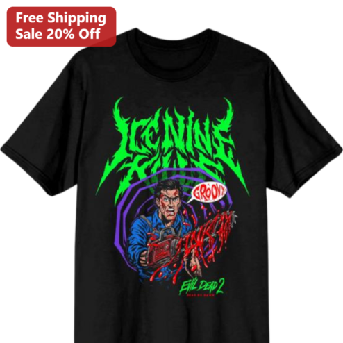 Ice Nine Kills Evil Dead 2 Groovy Ash Williams Tee, Dead by Dawn Horror Metal Band Merch