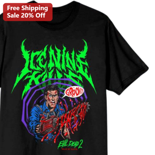 Ice Nine Kills Evil Dead 2 Tee Ash Williams Groovy Dead by Dawn Horror Band Merch