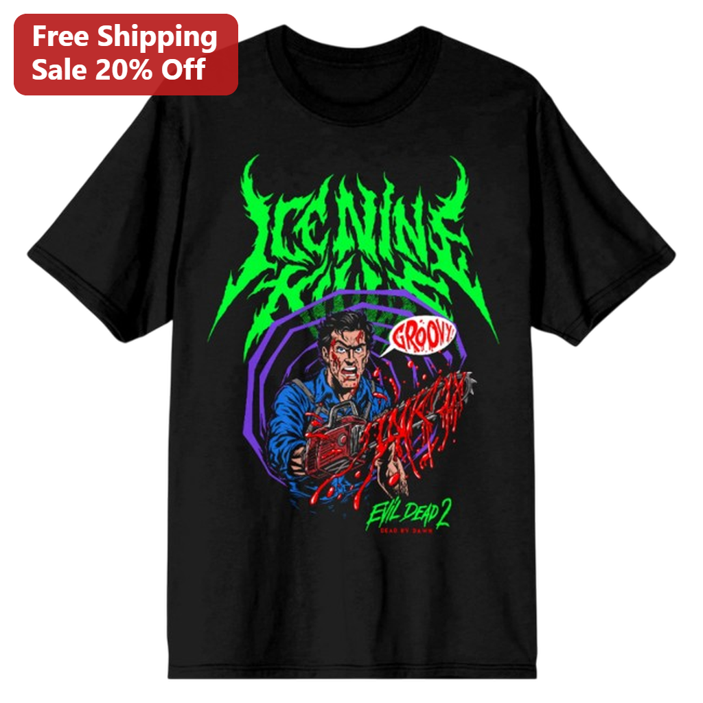 Ice Nine Kills Evil Dead 2 Tee, Groovy Ash Williams Dead By Dawn Horror Graphic Shirt