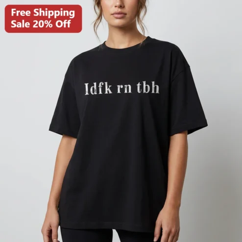 Idfk Rn Tbh Tee Funny Internet Slang Acronym Shirt Sarcastic Mood Graphic Tee Gift for Gen Z Teens