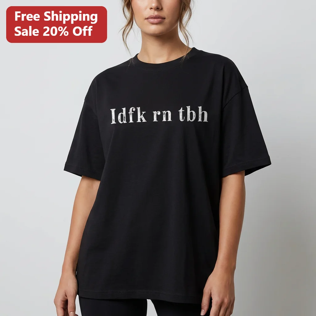 Idfk Rn Tbh Tee Funny Internet Slang Acronym Shirt Sarcastic Mood Graphic Tee Gift for Gen Z Teens