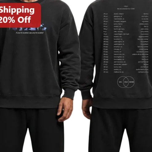 If You're Scared Say You're Scared Sweatshirt Robyn Indie Pop Tour Merch Black Crewneck