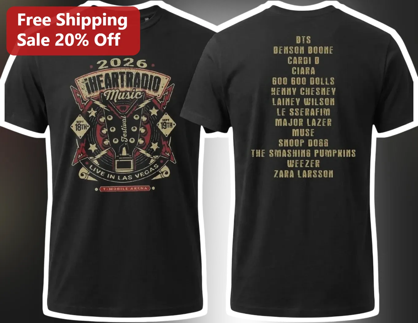 iHeartRadio Music Festival Live in Las Vegas Tee Vintage Rock Concert Poster Shirt