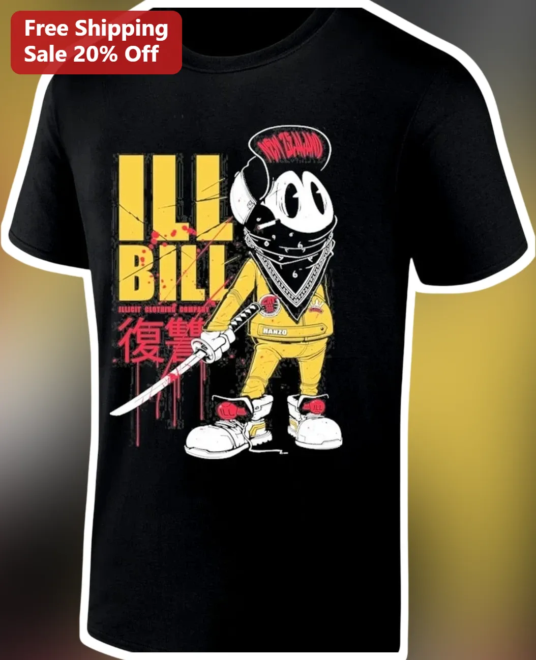 ILL BILL Illicit Clothing Company Ninja Cuphead Graphic Tee