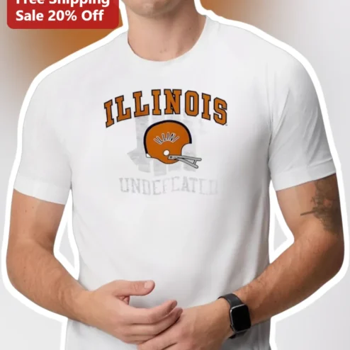 Illinois Undefeated Vintage Football Helmet Graphic Tee for Men and Women