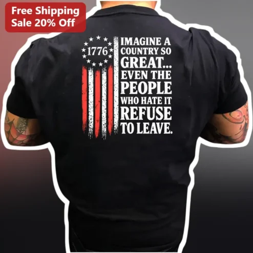 Imagine A Country So Great Patriotic America Distressed Flag Tee