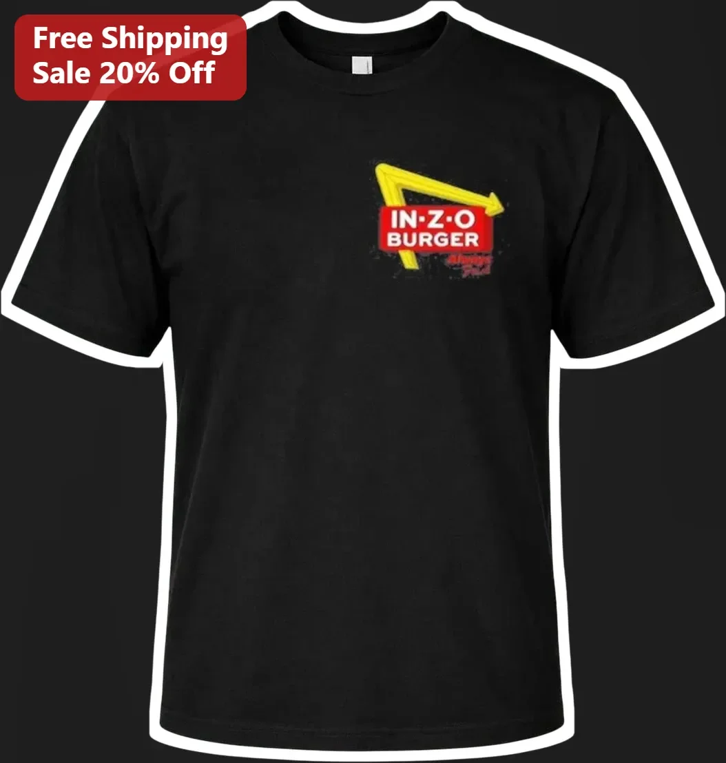 IN-Z-O Burger Graphic Tee Inzo Menu Parody Shirt Black Cotton