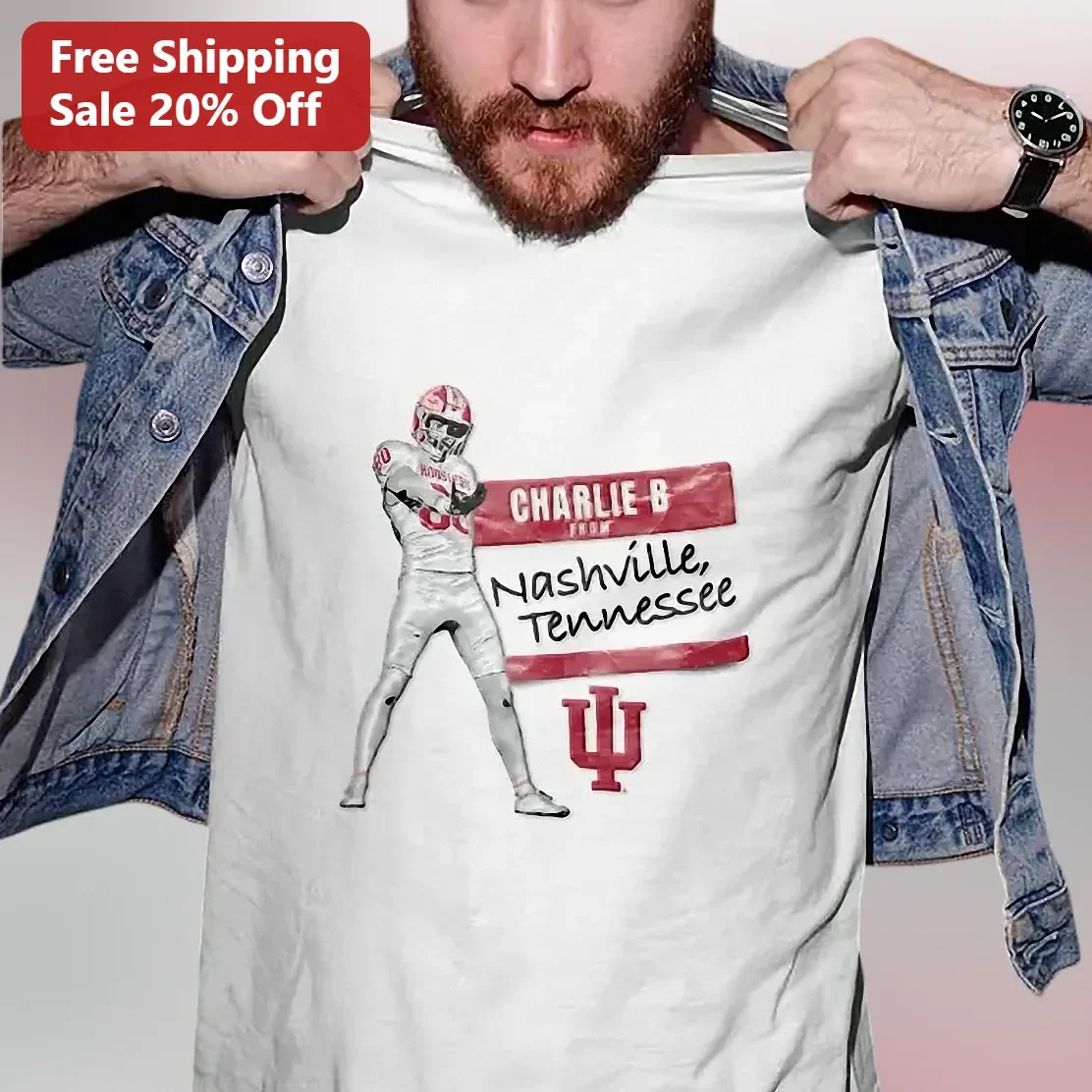 Indiana Hoosiers Football Tee Personalized Custom Name Gift for Men Women College Sports Fan Apparel