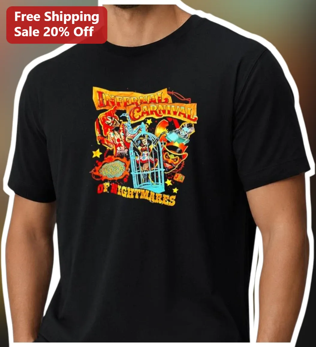 Infernal Carnival of Nightmares Tee Vintage Horror Clown Graphic Shirt Halloween Scary Circus Gift