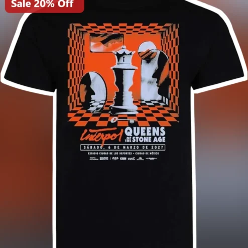 Interpol Queens of the Stone Age Tee Surreal Chess Rock Band Merch Gift