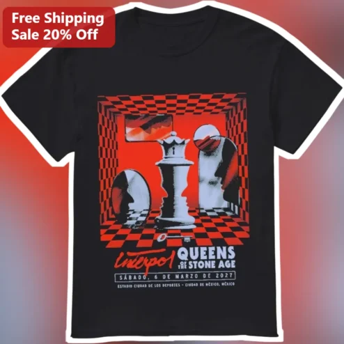 Interpol Queens of the Stone Age Tee Surrealist Chess Graphic Rock Band Merch