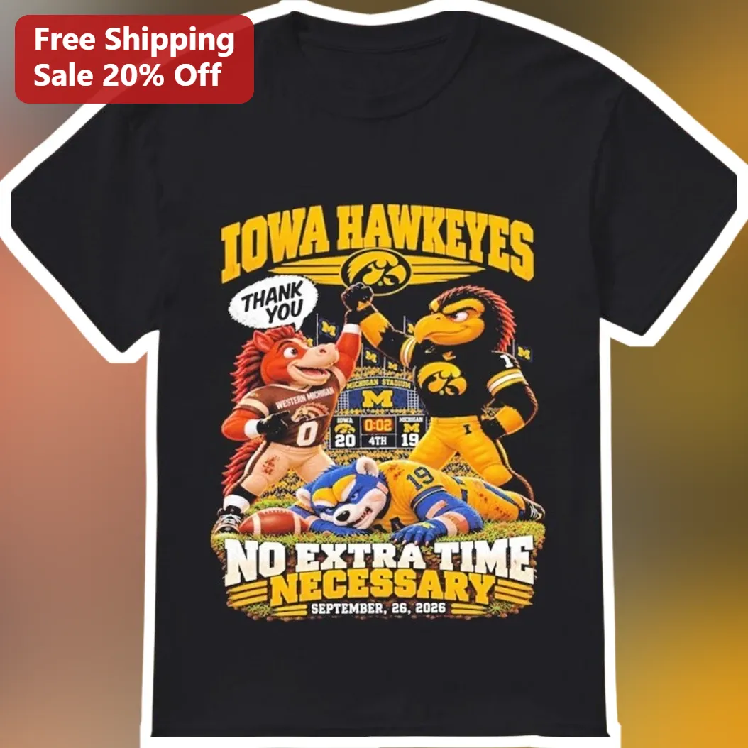 Iowa Hawkeyes No Extra Time Necessary Tee Herky the Hawk Big Ten Football Fan Shirt