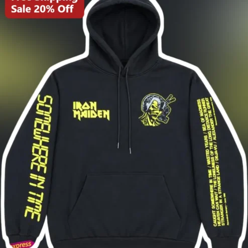 Iron Maiden Somewhere in Time Hoodie Caught Somewhere in Time Wasted Years Cyborg Eddie Heavy Metal Merch