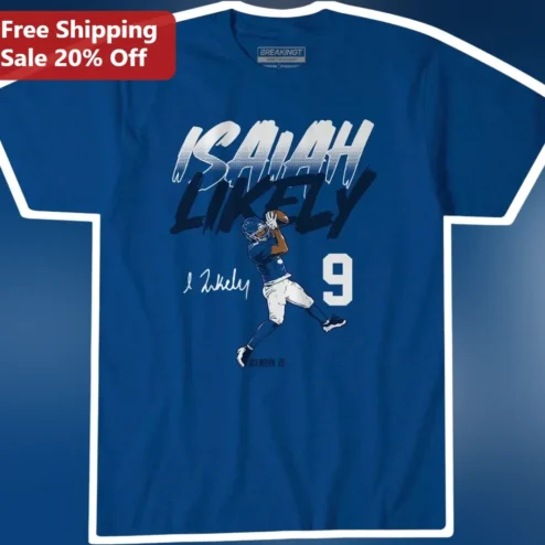 Isaiah Likely Tee Baltimore Ravens Tight End Name Number Action Pose Graphic Shirt for NFL Fans
