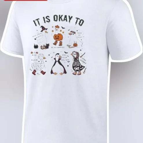 It Is Okay To Be A Vampire Funny Halloween Duck Costume Graphic Tee Stay Spooky Gift