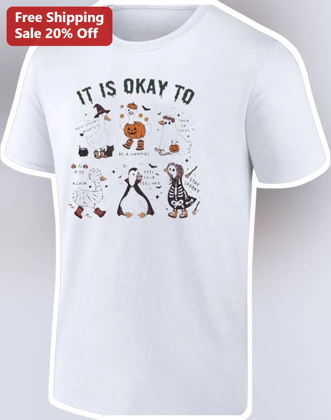 It Is Okay To Be A Vampire Funny Halloween Duck Costume Graphic Tee Stay Spooky Gift