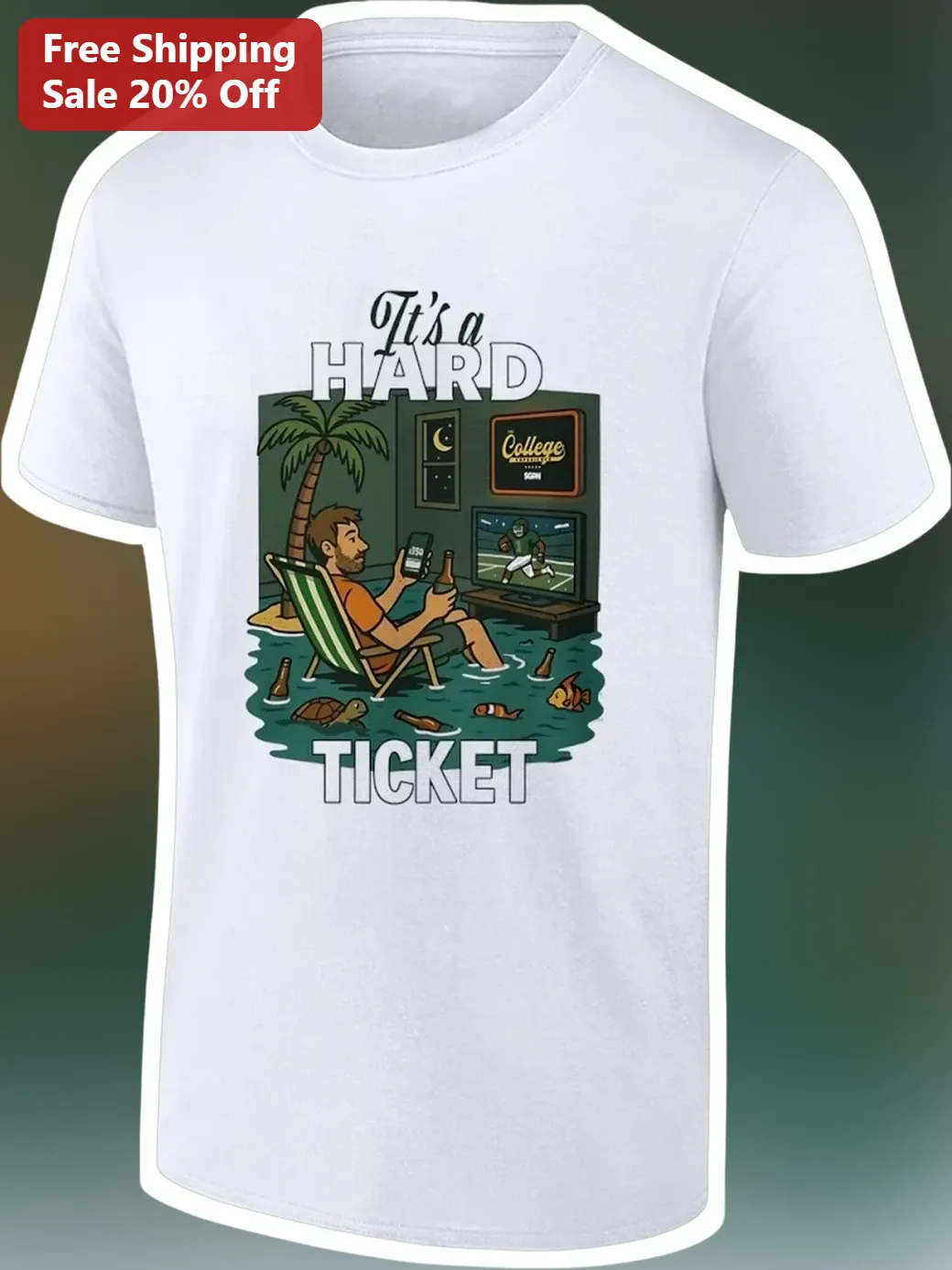 It's a Hard Ticket College Football Fan Tee Cartoon Game Day Shirt