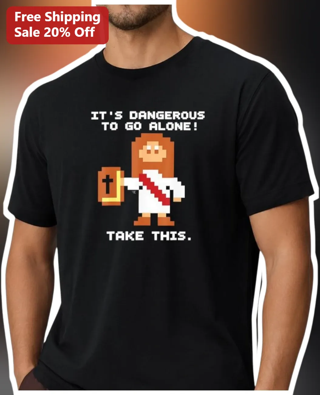 It's Dangerous To Go Alone Take This Legend Of Zelda Link Pixel Art Tee Retro Gamer Gift